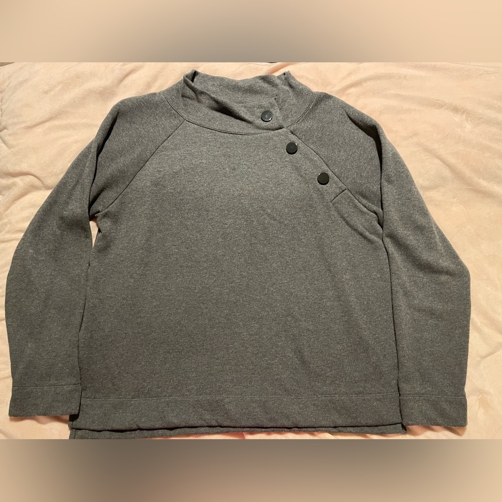 Loft Side Three Button Mock-Turtleneck Sweater